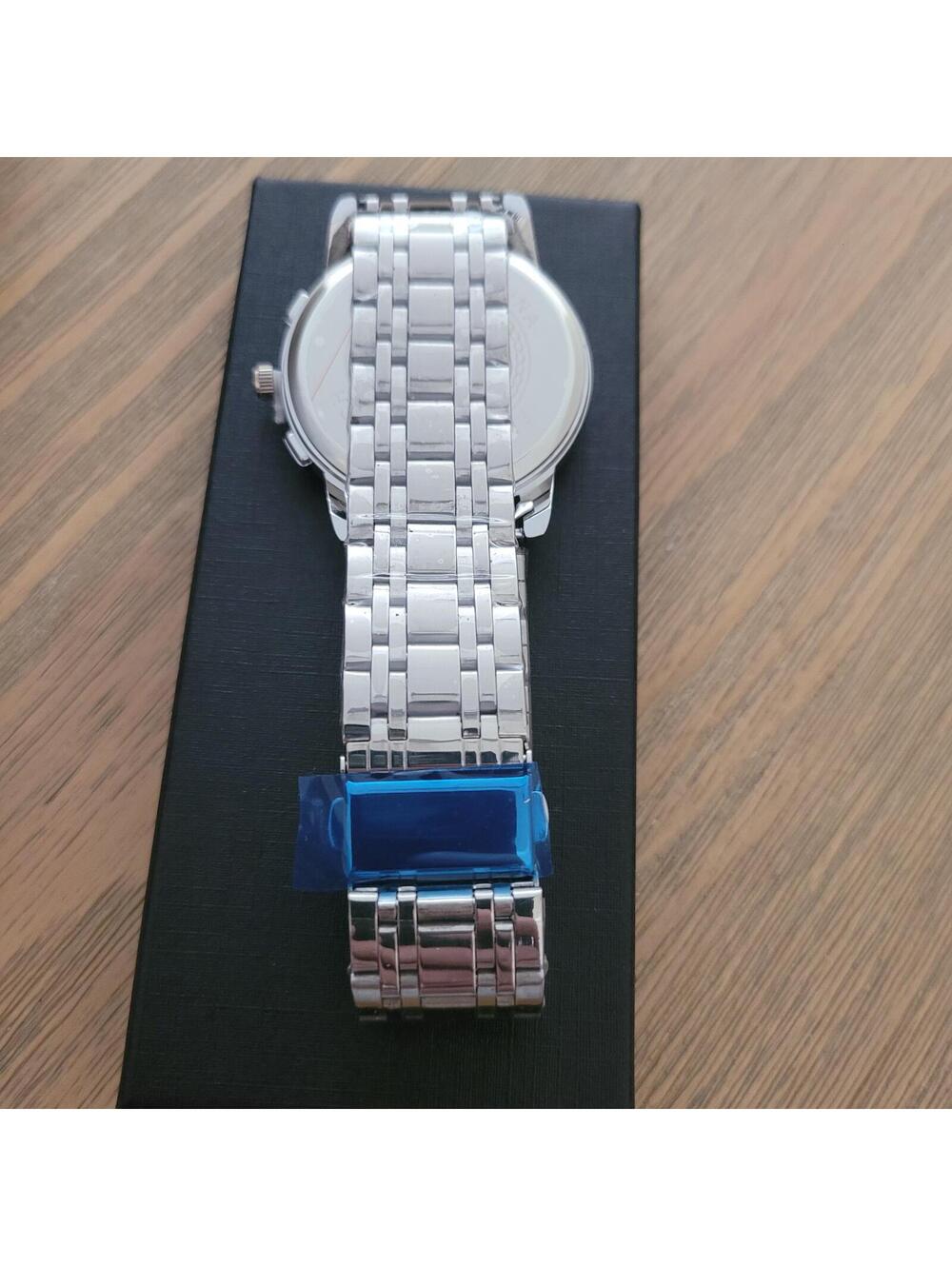 ORUSS Men's Stainless Steel Silver Watch with Blue Dial - Picture 3 of 4
